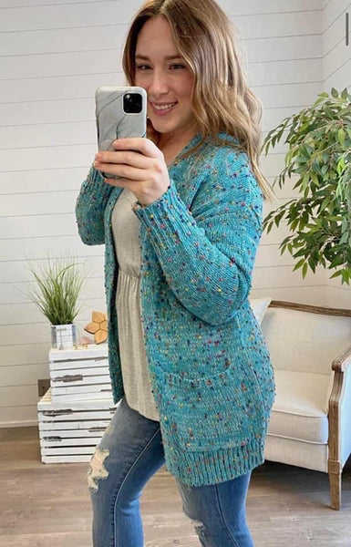 Turquoise Confetti Cardigan