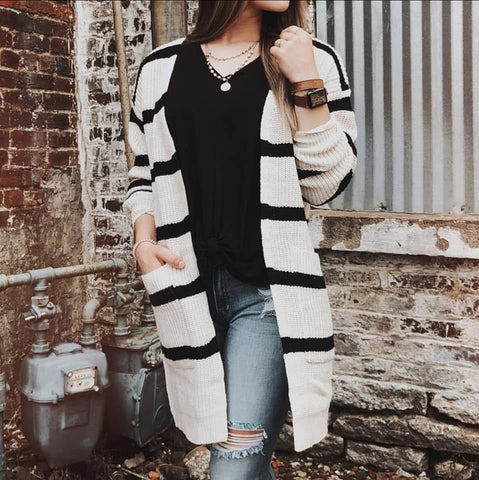 Coffee House Striped Cardigan