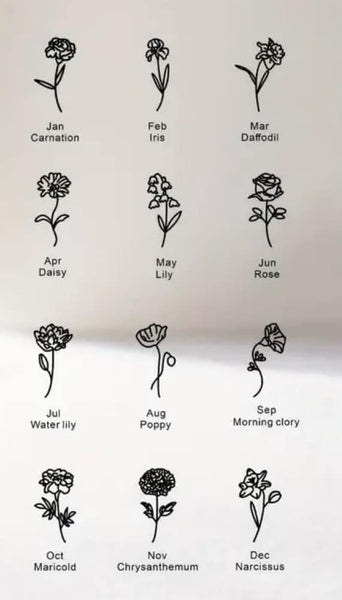 Birth Flower Name Necklace BATCH TWC/FLOWER5-5