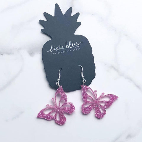 GLITTER DIXIE BLISS BUTTERFLY EARRINGS