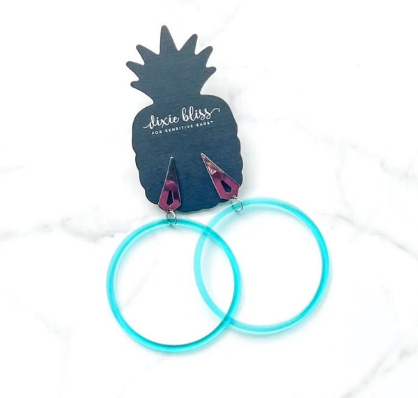 DARING HOOPS IN AQUA DIXIE BLISS EARRINGS