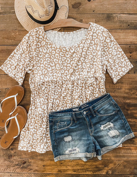 MISHA CHEETAH TOP IN MOCHA