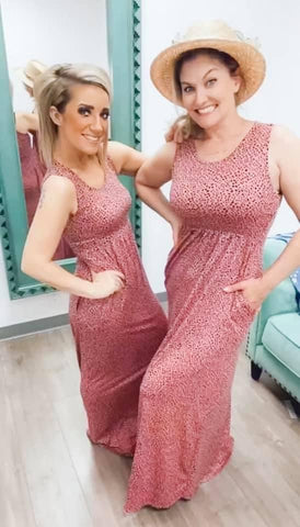 PINK DOT MAXI DRESS.