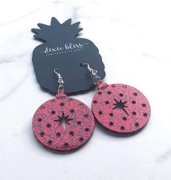 RUBY CHRISTMAS ORNAMENT DIXIE BLISS EARRINGS