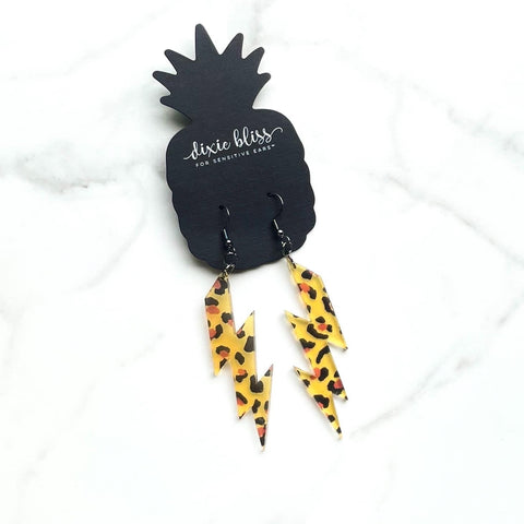 LIGHTNING BOLT IN LEOPARD DIXIE BLISS EARRINGS
