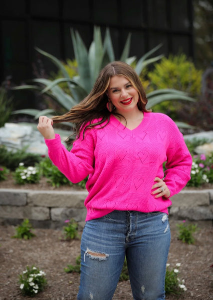 BE MINE CUT OUT HEART SWEATER