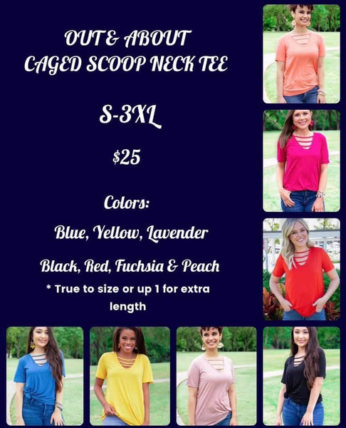 OUT & ABOUT CAGED SCOOP TOP G&E