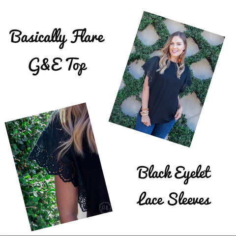 Basically Flare G&E Top, Black Eyelet Lace Sleeves