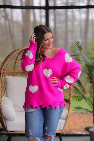 SUGAR CAKES DISTRESSED SWEATER BATCH JL/PINK12-20