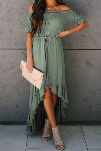 High Low Off Shoulder Maxi Dress