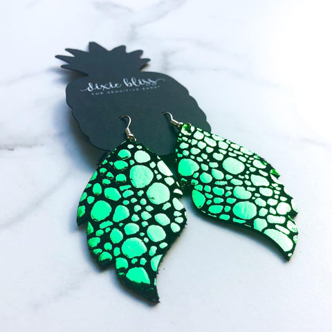 PHOENIX IN METALLIC GREEN POP DIXIE BLISS EARRINGS