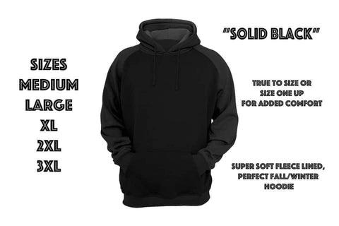 SOLID BLACK CUSTOM FLEECE LINED HOODIE * IN STOCK READH TO SHIP