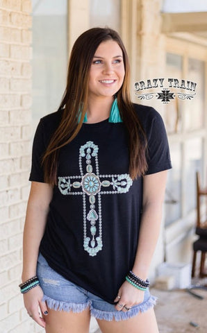 Silver Phoenix Turquoise Criss Crazy Train Tee