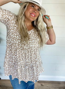 MISHA CHEETAH TOP IN MOCHA