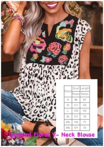 VNeck Leopard/Floral Smock Top