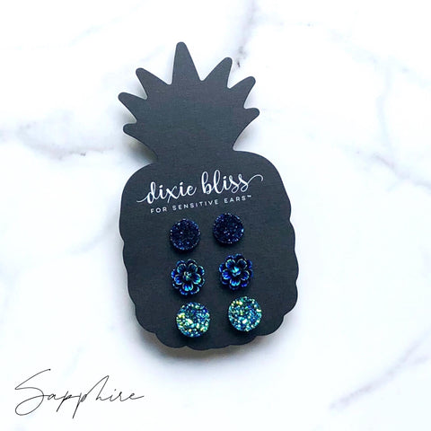 SAPPHIRE TRIO DIXIE BLISS SET EARRINGS
