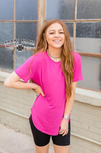JUST PEACHY CRAZY TRAIN BASIC TEE - FUCHSIA