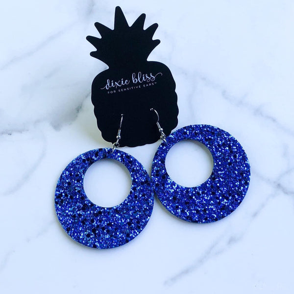 Catalina In Royal Blue Glitter Dixie Bliss Earrings