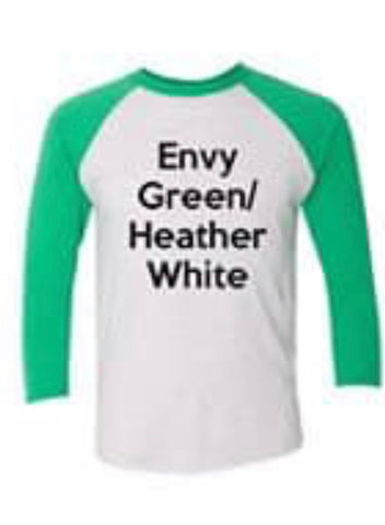 Heathered White/Grey and Green Plain Baseball Tee