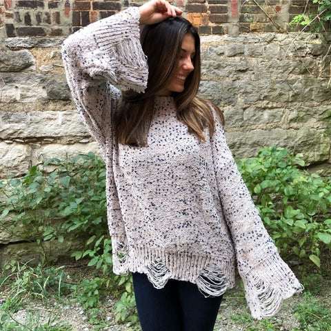 SOLSTICE DISTRESSED SWEATER