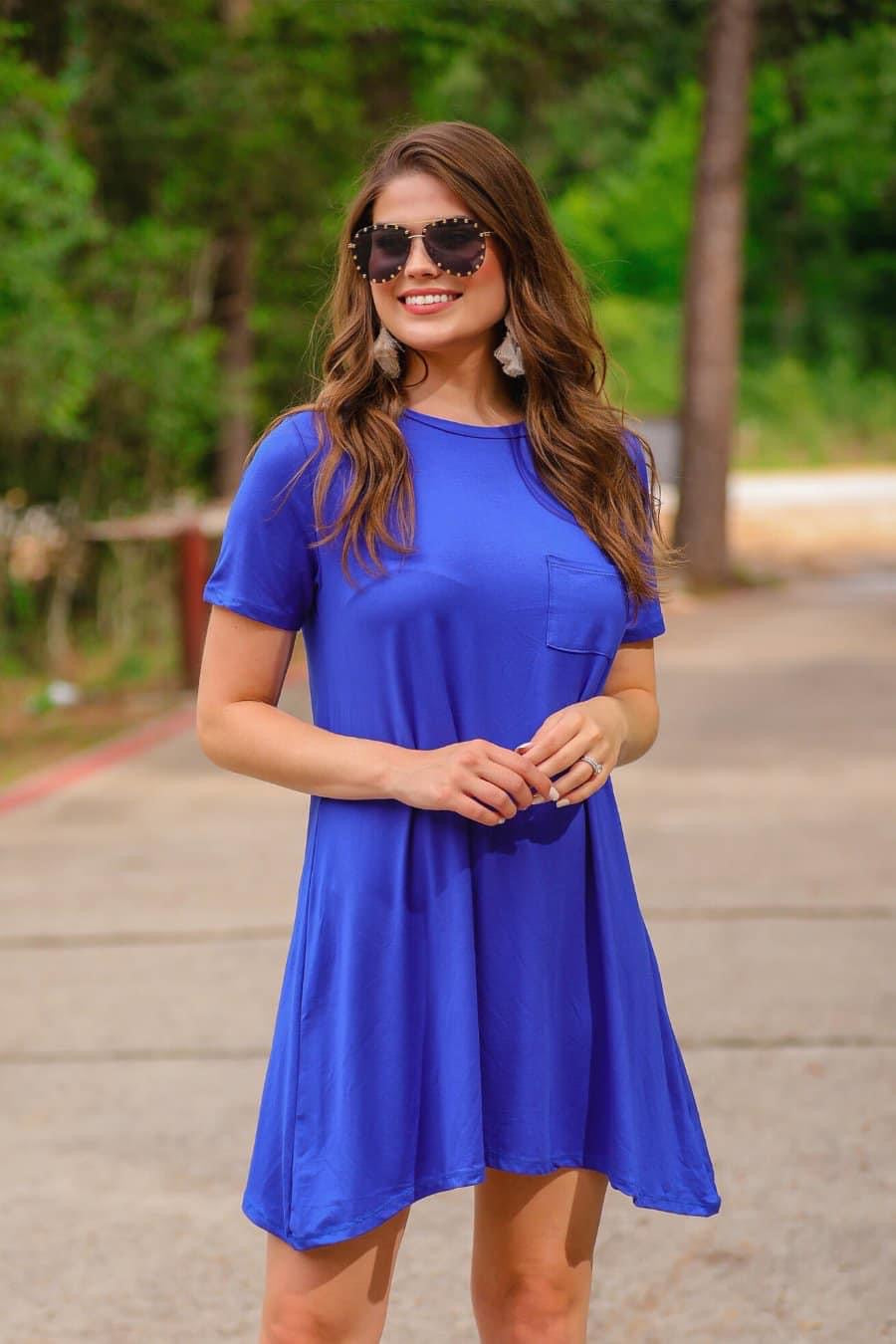MADDY TSHIRT DRESS IN ROYAL BLUE/ DESIGNER JESS LEA