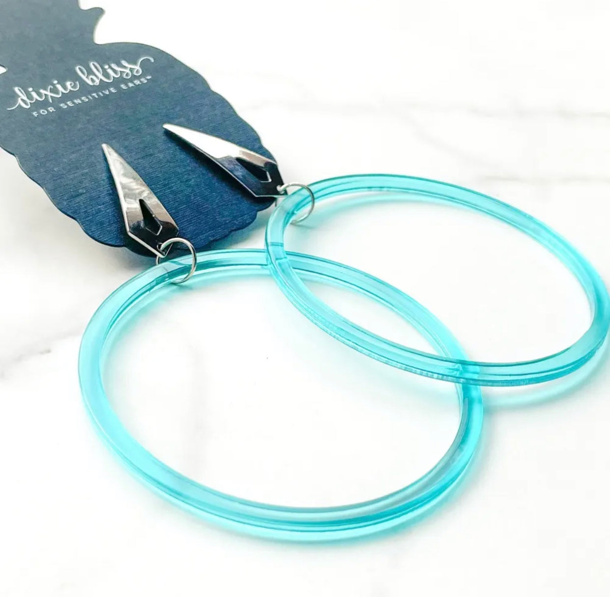 DARING HOOPS IN AQUA DIXIE BLISS EARRINGS