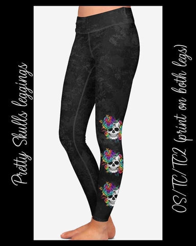 PRETTY SKULLS CUSTOM LEGGINGS / IN STOCK