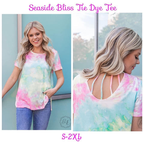Seaside Bliss G&E Tie-Dye Tee with Caged Back Detail