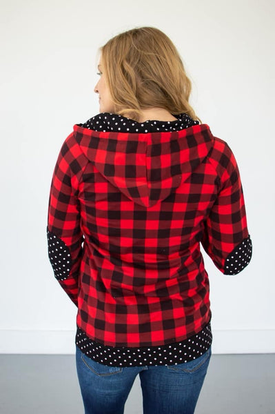 Buffalo plaid and polka dot Hoodie (Rogue)