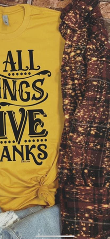 GIVE THANKS DISTRESSED FLANNEL