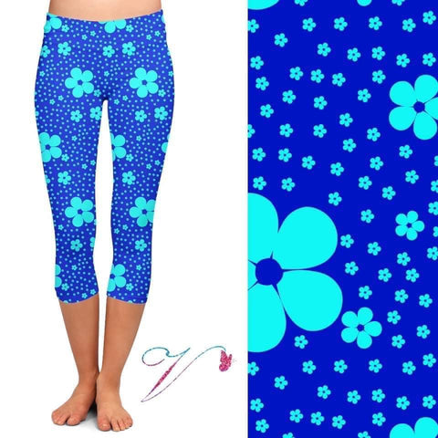 Blue with mint Capri Leggings