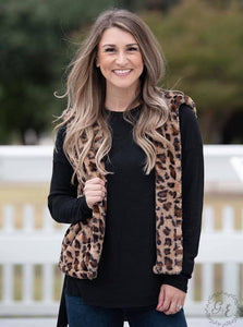 Ahead of the Pack Leopard Print Wubby Vest with Pockets