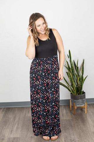 BLACK ARROW MAXI DRESS
