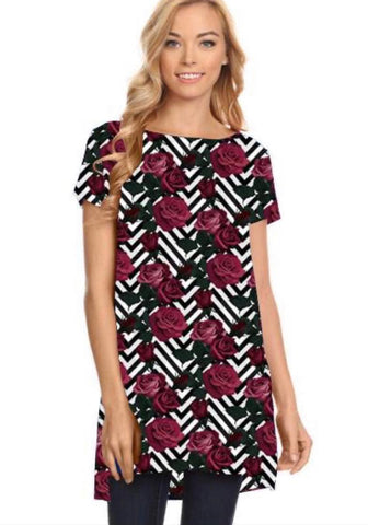 Custom Chevron/Rose Tunic with Pockets