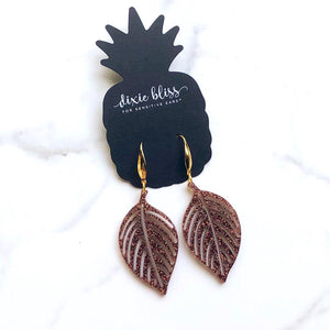 SPARKLE LEAVES ON A SYDNEY HOOK DIXIE BLISS EARRINGS