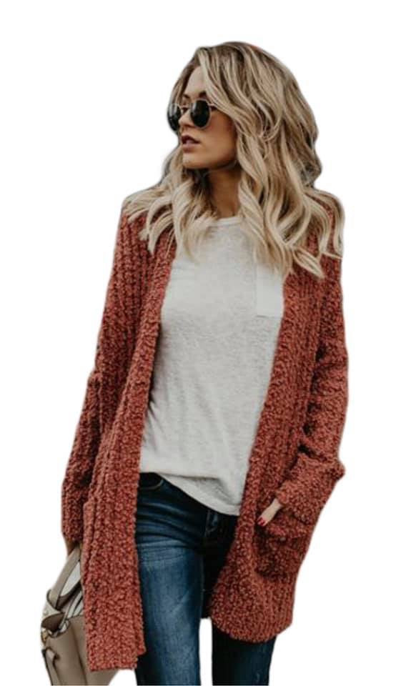 Solid Rust Cardigan sweater