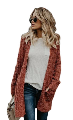 Solid Rust Cardigan sweater