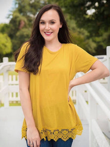Running Back to you Solid SG Top with Lace detail trim
