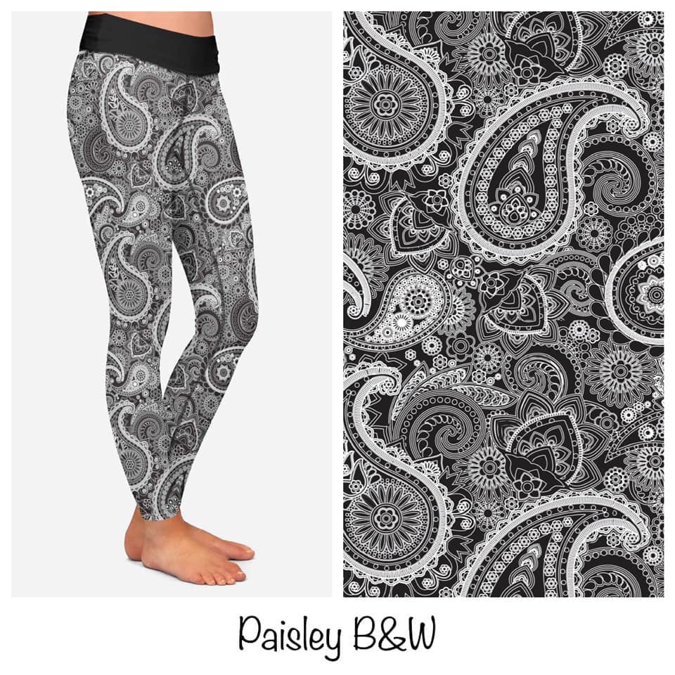 Black and White Paisley Leggings