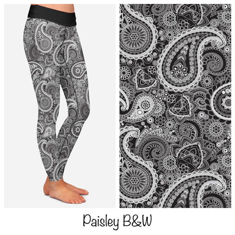 Black and White Paisley Leggings