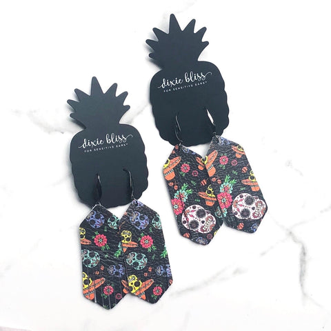 SAHARA IN SUGAR SKULL ON SYDNEY HOOK DIXIE BLISS EARRINGS