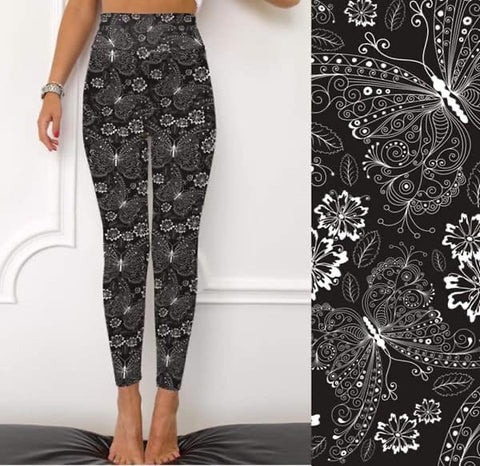 Black and White Butterfly Leggings