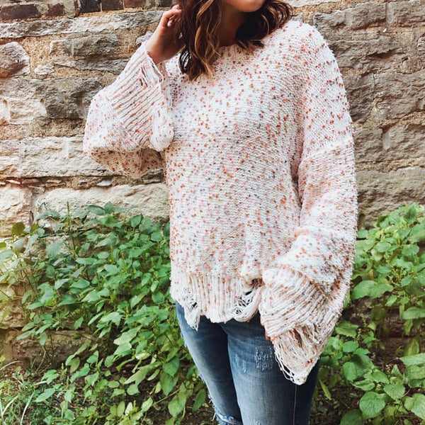 SOLSTICE DISTRESSED SWEATER
