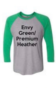 Dark Grey with Green Plain  baseball tee