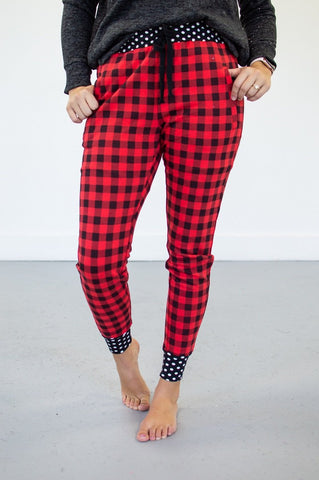 Buffalo plaid and polka dot Joggers (Rogue)