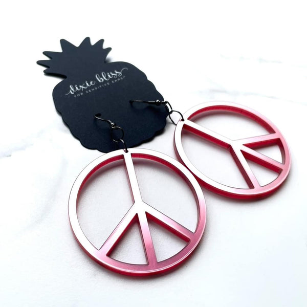 VINTAGE FADED RED PEACE DIXIE BLISS EARRINGS