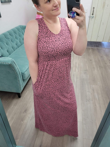 PINK DOT MAXI DRESS.