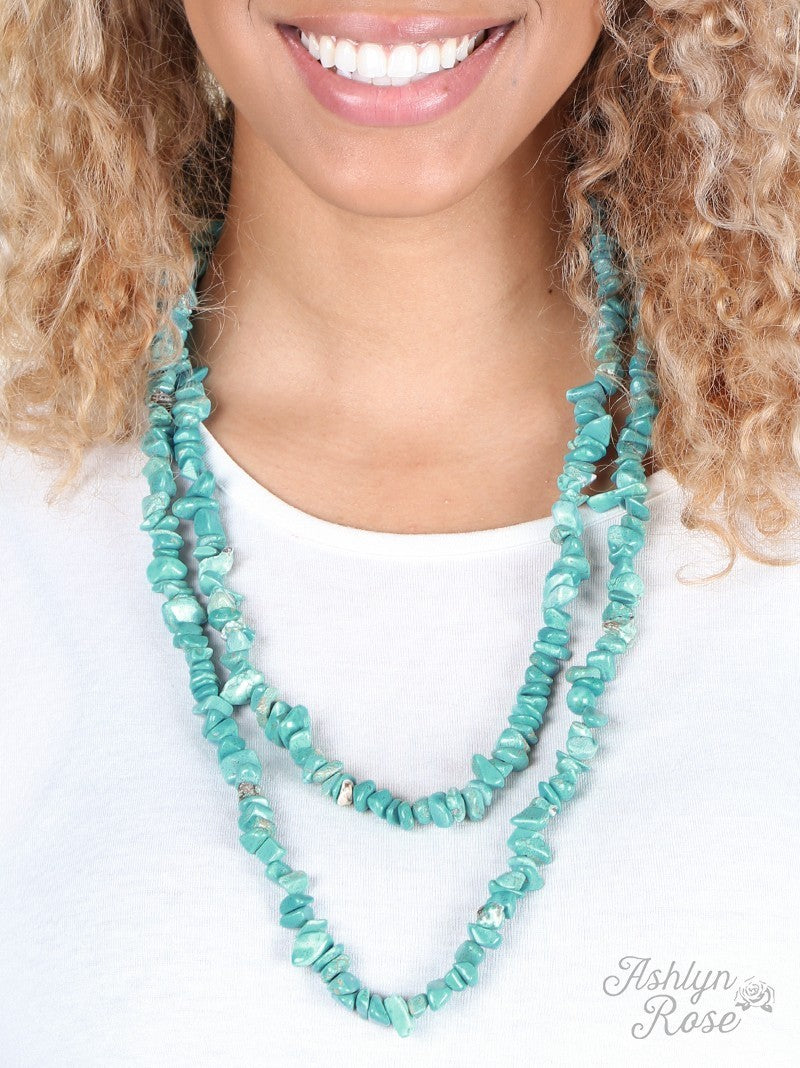 Rock Steady  Natural Stone Double Wrap Necklace 60"