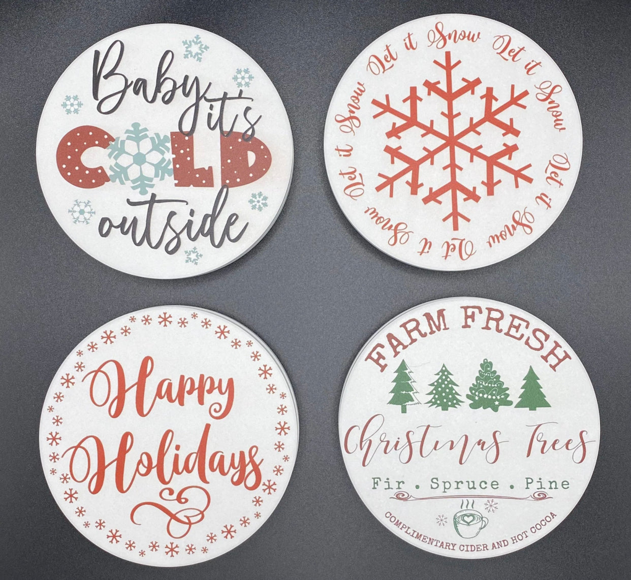 HOLIDAY COASTERS (Set is 2 Coasters)