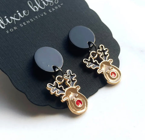 RED NOSED REINDEER DIXIE BLISS EARRINGS